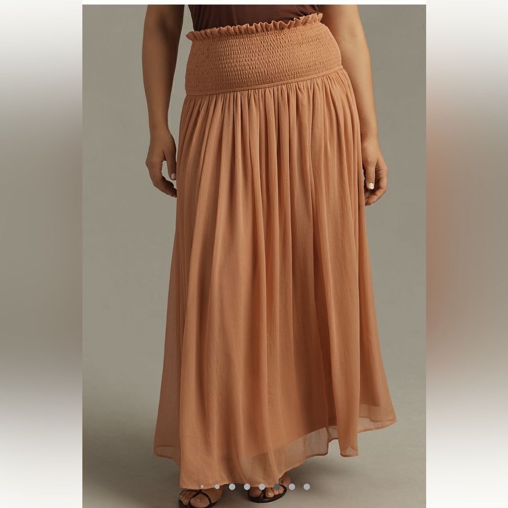 By Anthropologie smocked sheer maxi skirt - Picture 6 of 8